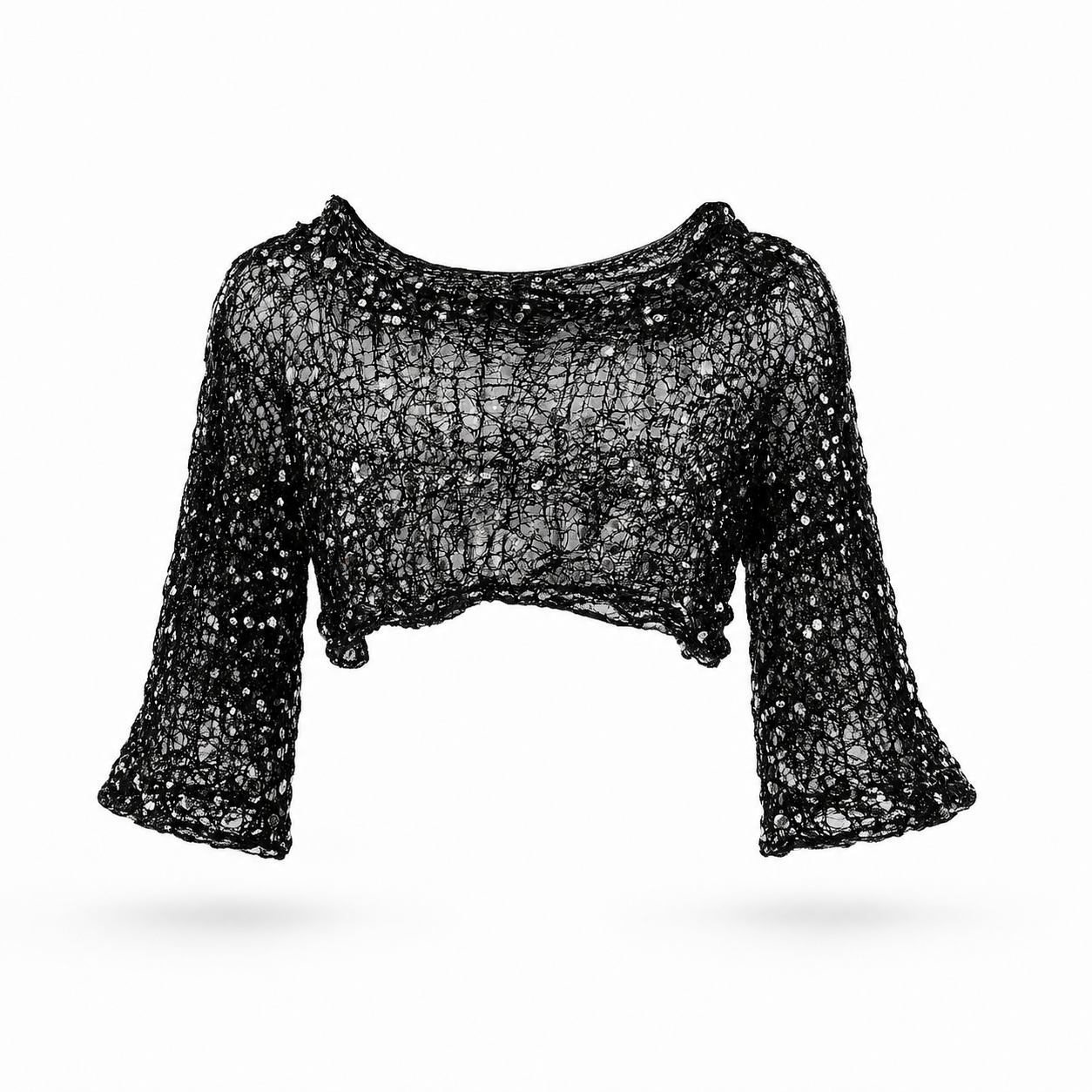 crop top with wide sleeves and sequins