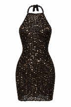 Handmade royal gold sequin dress