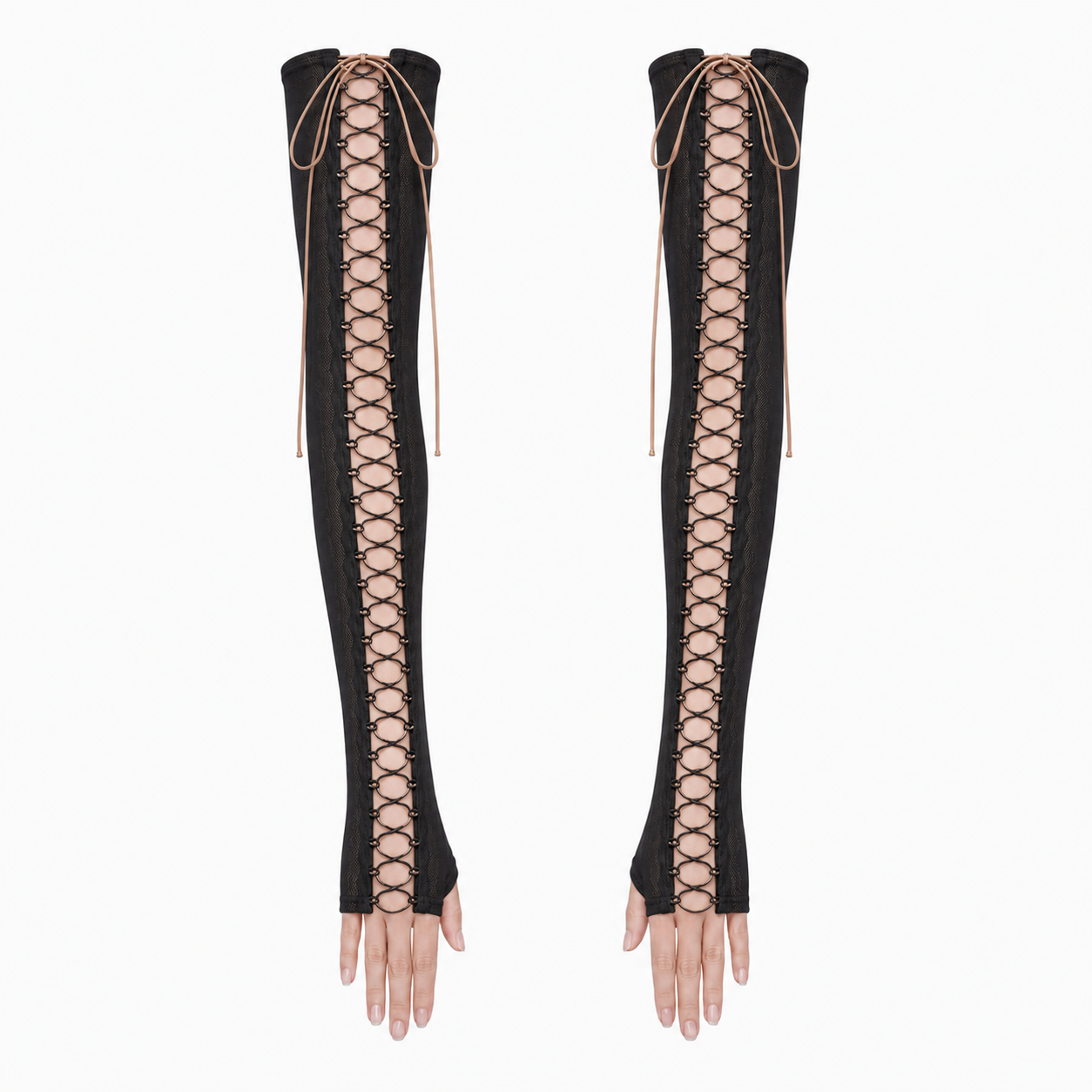 mesh gloves with drawstring