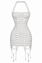 lace up dress white