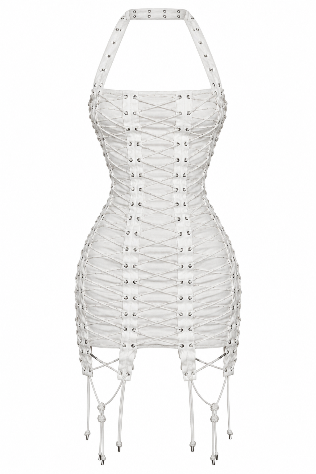 lace up dress white