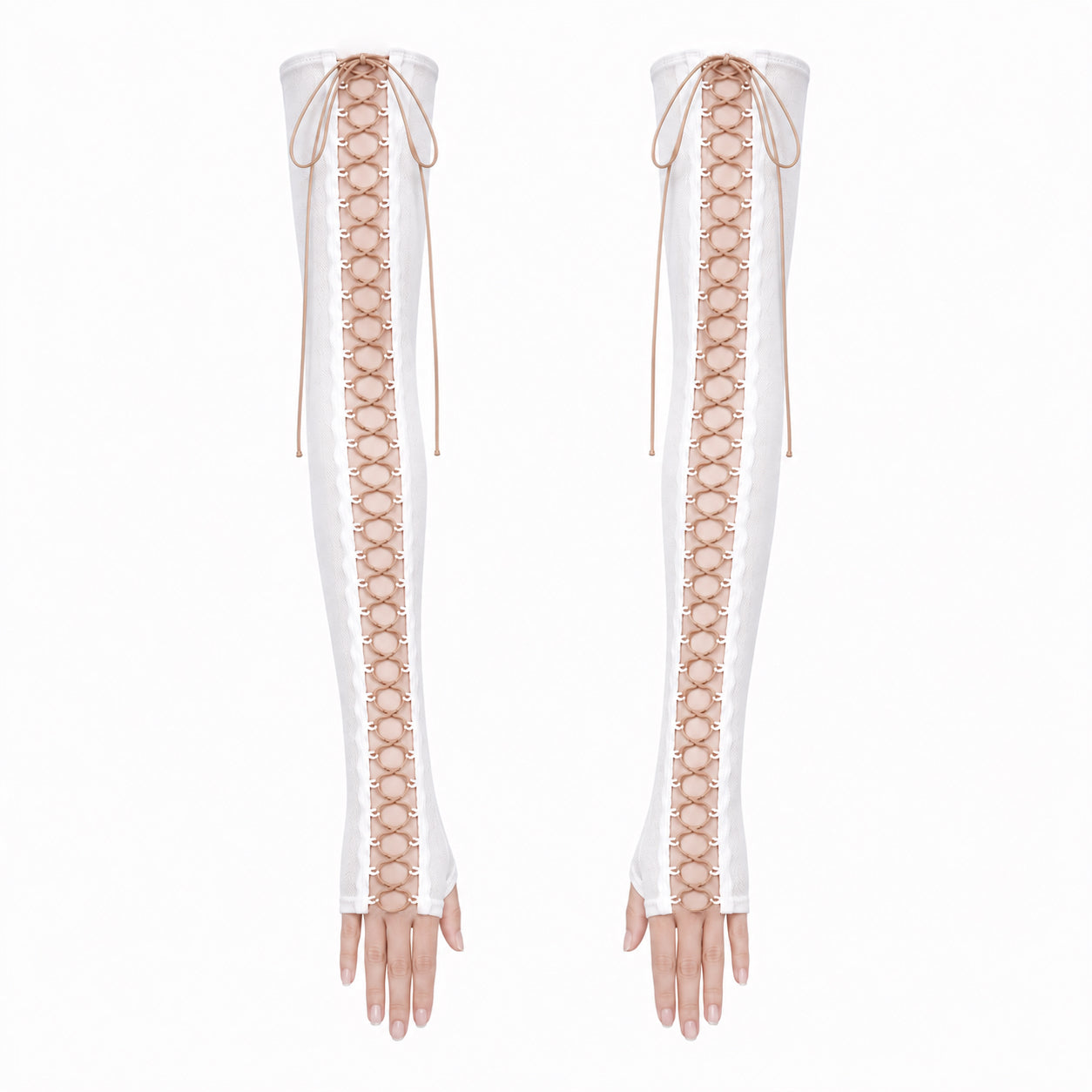 mesh gloves with drawstring